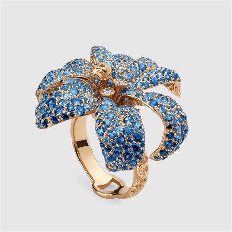 gucci garden ring blue|gucci floral ring.